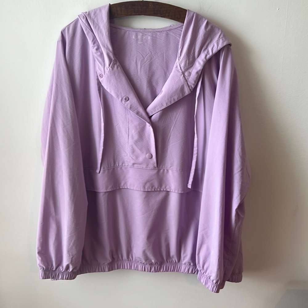 Lane Bryant LIVI Snap-Front Textured Woven Windbreaker Pullover.  Size 22/24.